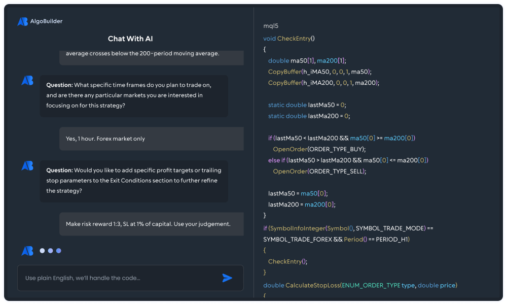 AlgoBuilder AI Chat and Code